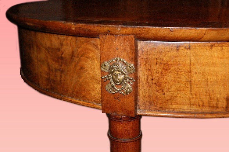 Stupendo Tavolino francese stile Impero del 1800 in legno di mogano con bronzi-photo-3