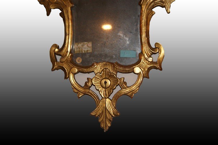 Stupenda piccola specchiera italiana del 1700 dorata foglia oro-photo-3