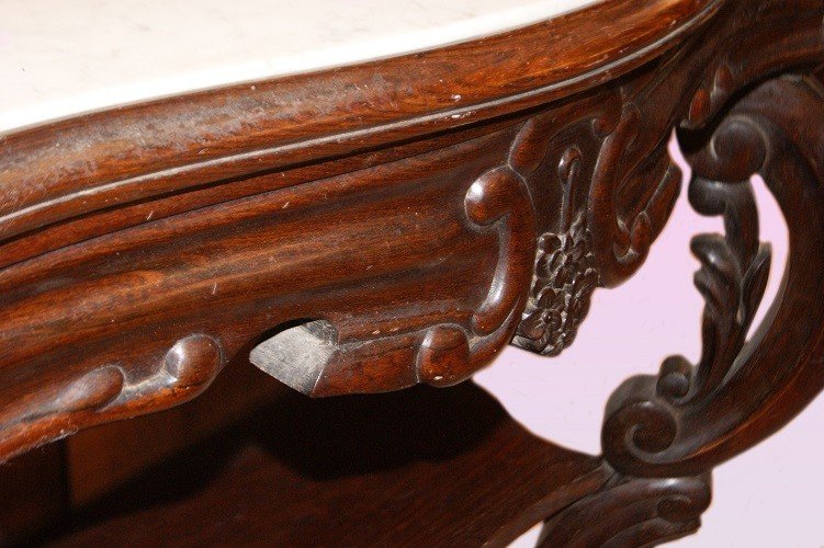 Bellissima consolle francese stile Luigi Filippo legno di palissandro con marmo-photo-2