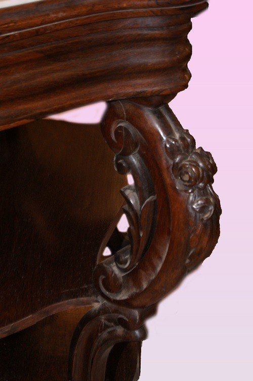 Bellissima consolle francese stile Luigi Filippo legno di palissandro con marmo-photo-3
