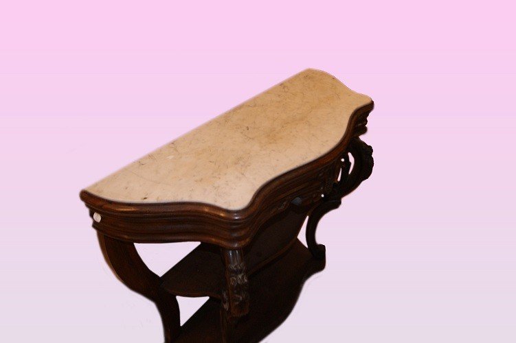 Bellissima consolle francese stile Luigi Filippo legno di palissandro con marmo-photo-4
