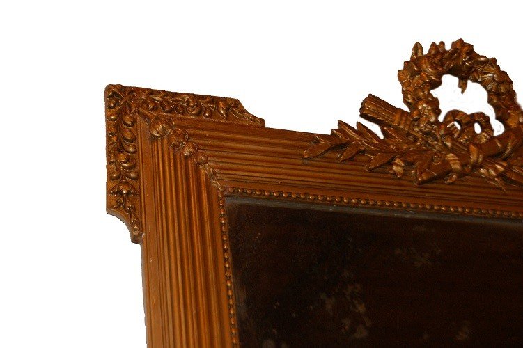 Bellissima specchiera francese stile Luigi XVI in legno dorato foglia oro-photo-3