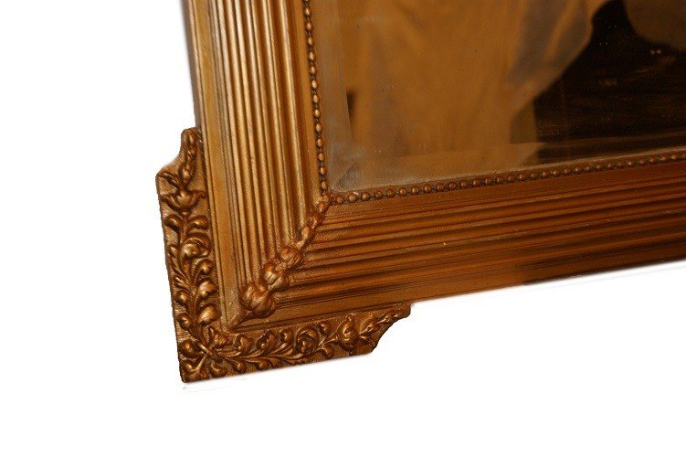 Bellissima specchiera francese stile Luigi XVI in legno dorato foglia oro-photo-1