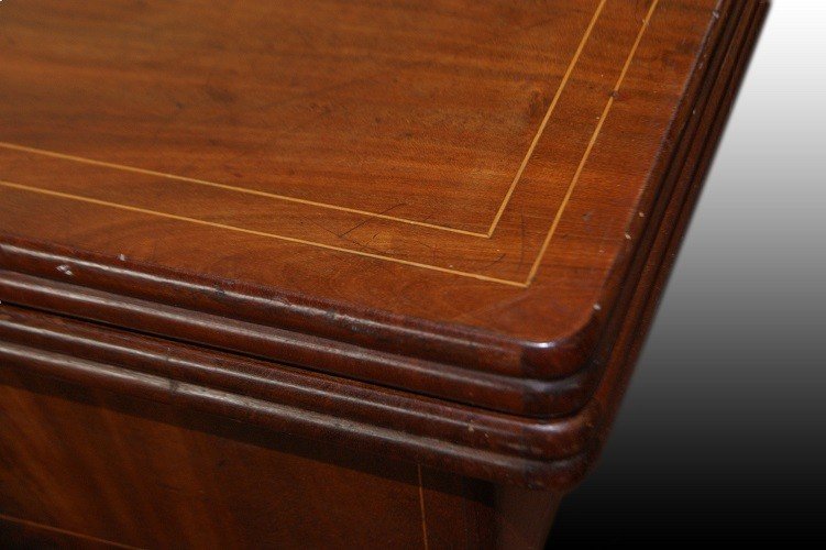 Bellissimo tavolino da gioco francese stile Carlo X in legno di mogano-photo-2