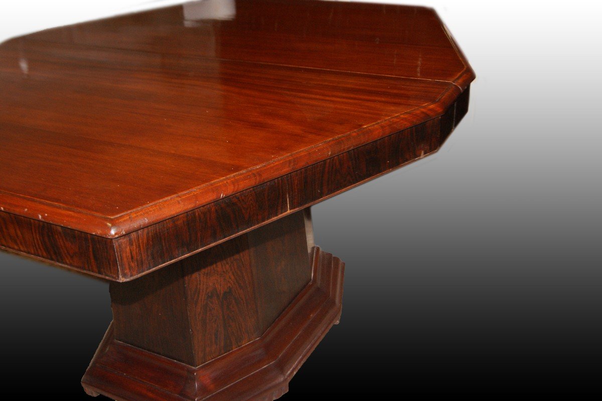 Tavolo francese stile Decò di inizio 1900 in legno di Mogano e Ebano-photo-2