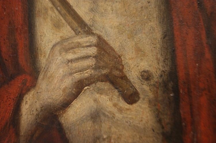 Olio su tavola del 1600 raffigurante "Cristo"-photo-4