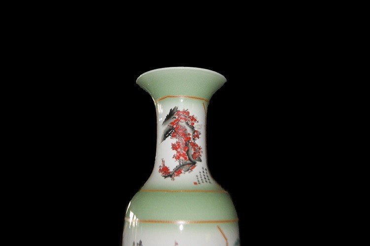 Coppia di grandi vasi cinesi di inizio 1900 fine 1800 in porcellana bianca decorata-photo-2