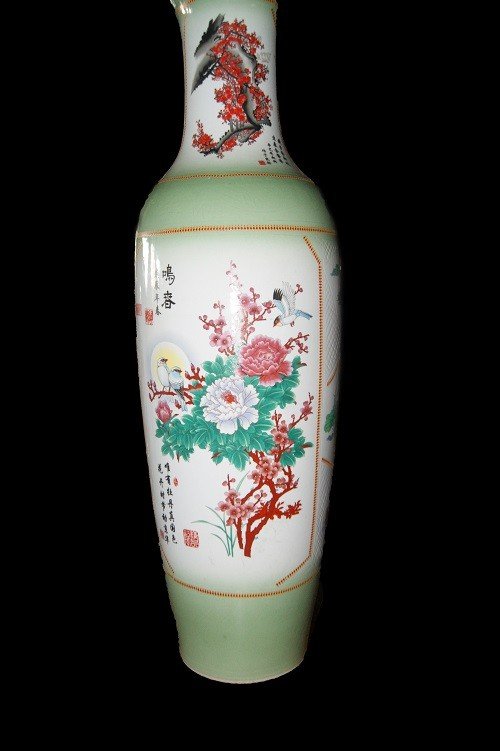 Coppia di grandi vasi cinesi di inizio 1900 fine 1800 in porcellana bianca decorata-photo-3