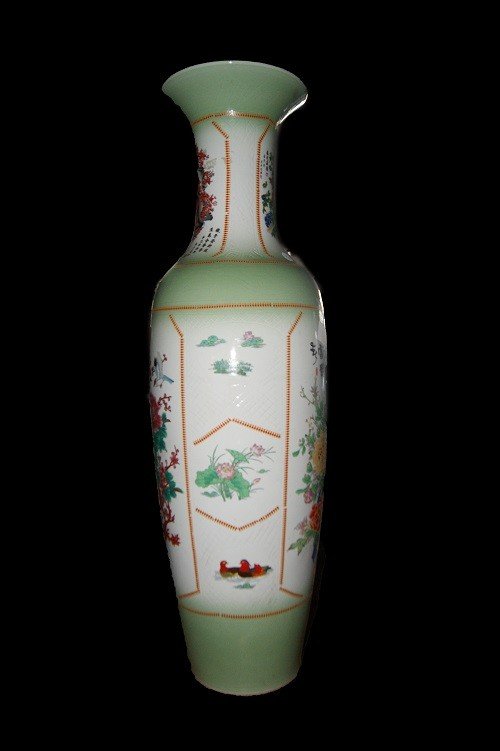 Coppia di grandi vasi cinesi di inizio 1900 fine 1800 in porcellana bianca decorata-photo-4