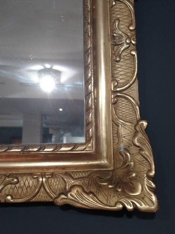 Specchiera italiana in legno dorato ed intagliato-photo-2
