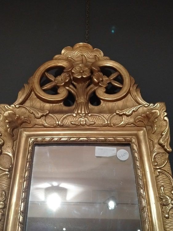 Specchiera italiana in legno dorato ed intagliato-photo-3