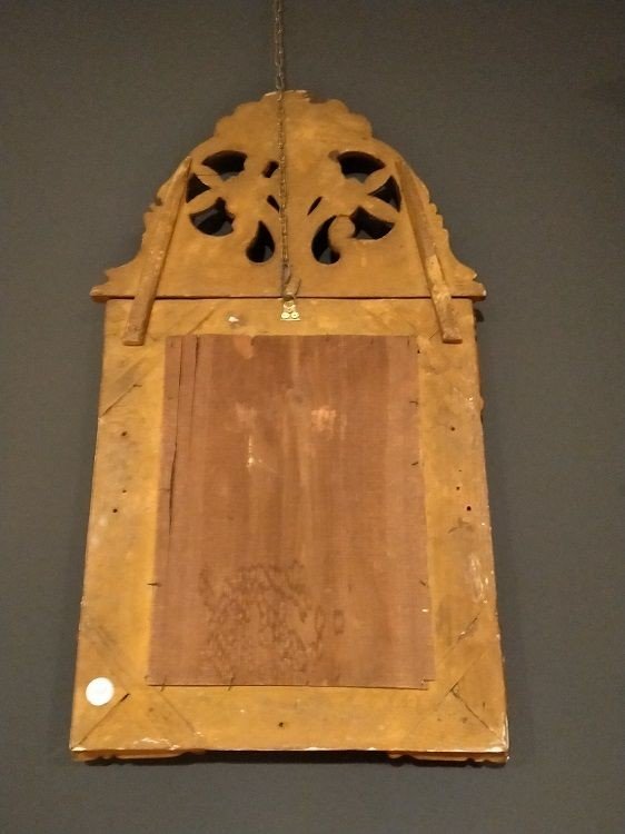 Specchiera italiana in legno dorato ed intagliato-photo-4