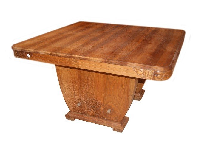 Tavolo francese stile Decò di inizio 1900 in legno di noce-photo-4