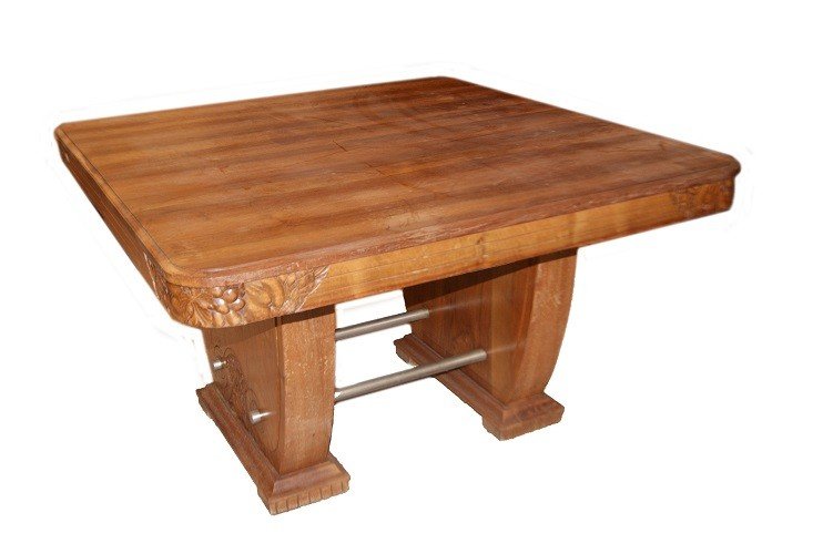 Tavolo francese stile Decò di inizio 1900 in legno di noce-photo-1