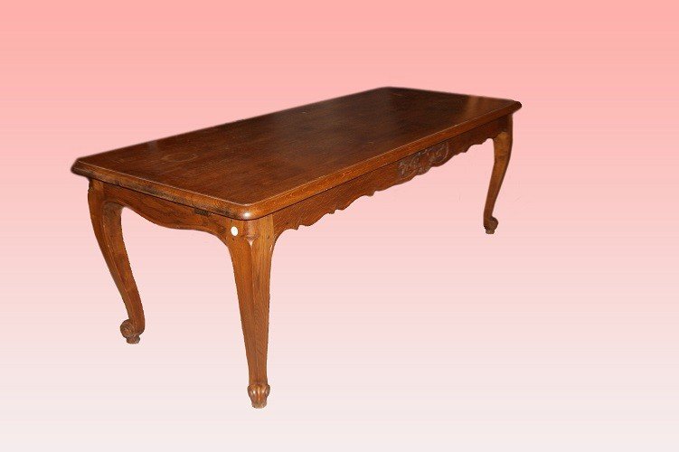 Grande tavolo francese provenzale del 1800 rettangolare con allunghe-photo-2