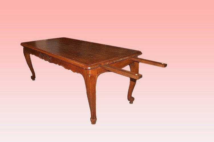 Grande tavolo francese provenzale del 1800 rettangolare con allunghe-photo-3