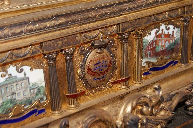 Magnifico cofanetto porta gioie / documenti in argento rivestito d'oro vermeil-photo-3