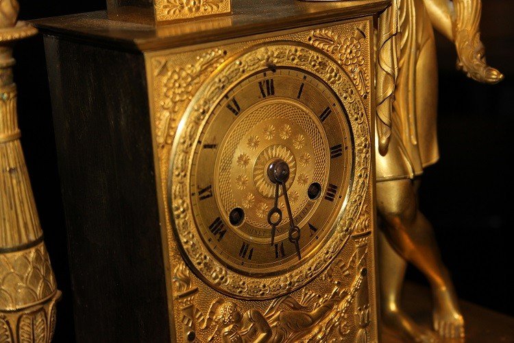 Orologio da tavolo francese in bronzo del 1800 raffigurante Prometeo-photo-4