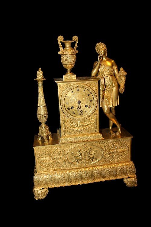Orologio da tavolo francese in bronzo del 1800 raffigurante Prometeo
