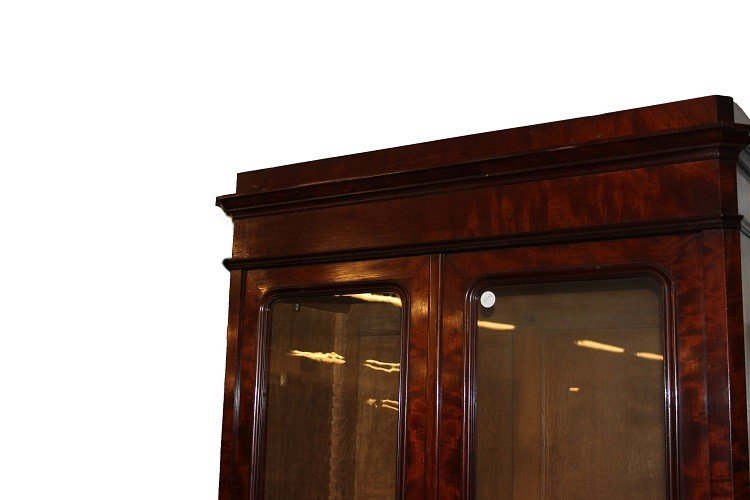 Libreria 2 porte francese del 1800 in legno di mogano stile Direttorio-photo-1