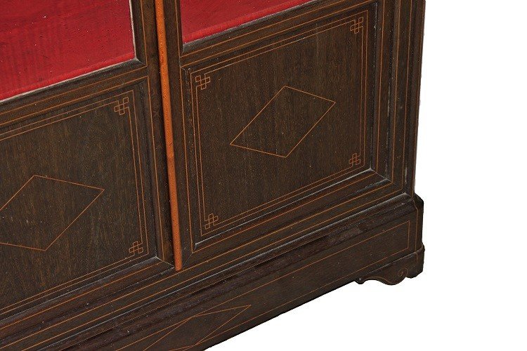 Vetrina libreria francese del 1800 stile Carlo X in legno di Ebano con intarsi-photo-4