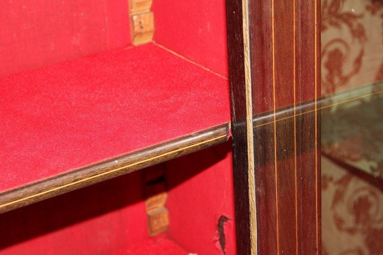 Vetrina libreria francese del 1800 stile Carlo X in legno di Ebano con intarsi-photo-1