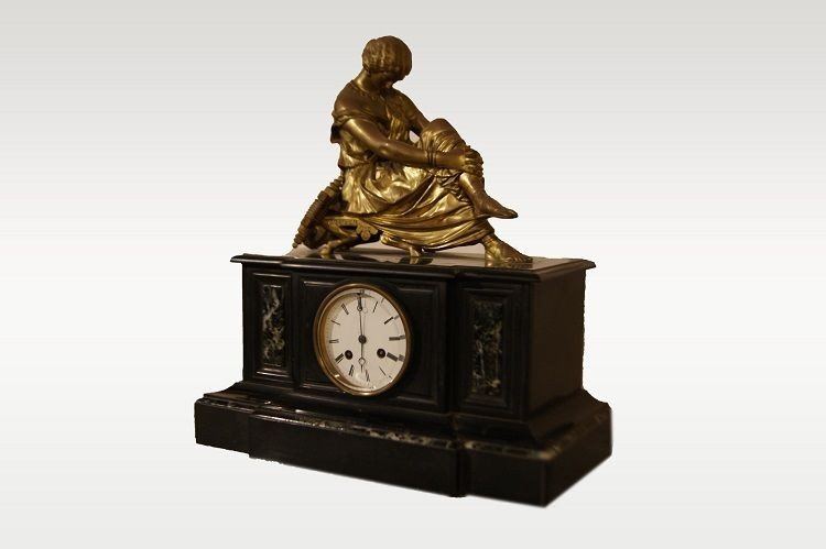 Orologio in marmo con bronzo firmato J. Pradier-photo-2