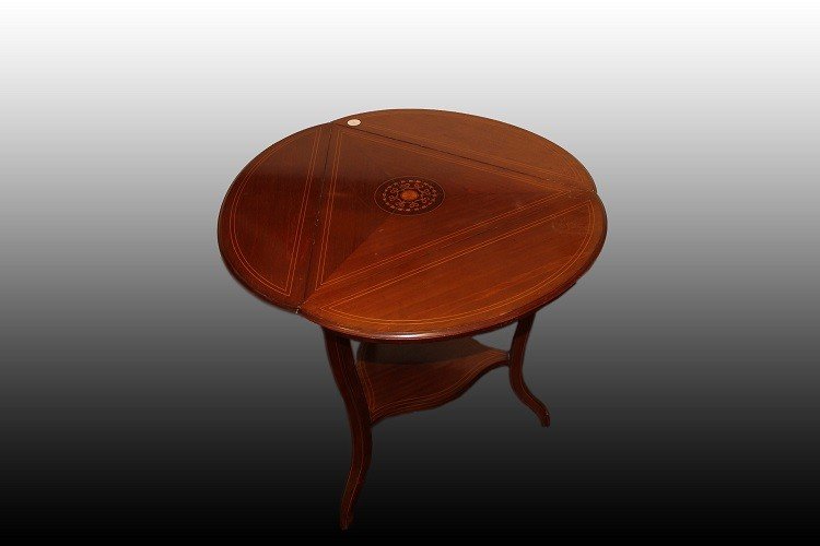 Tavolino inglese della seconda metà del 1800 Stile Vittoriano con alette-photo-2