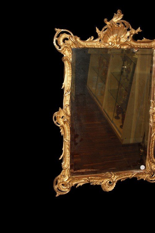 Elaborata specchiera francese di inizio 1800 dorata foglia oro-photo-4