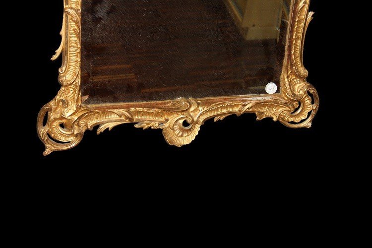 Elaborata specchiera francese di inizio 1800 dorata foglia oro-photo-1