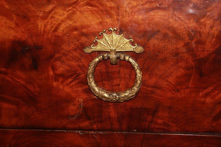 Coppia Secretaire e cassettone francesi stile Impero con bellissime applicazioni in bronzo e pi-photo-3
