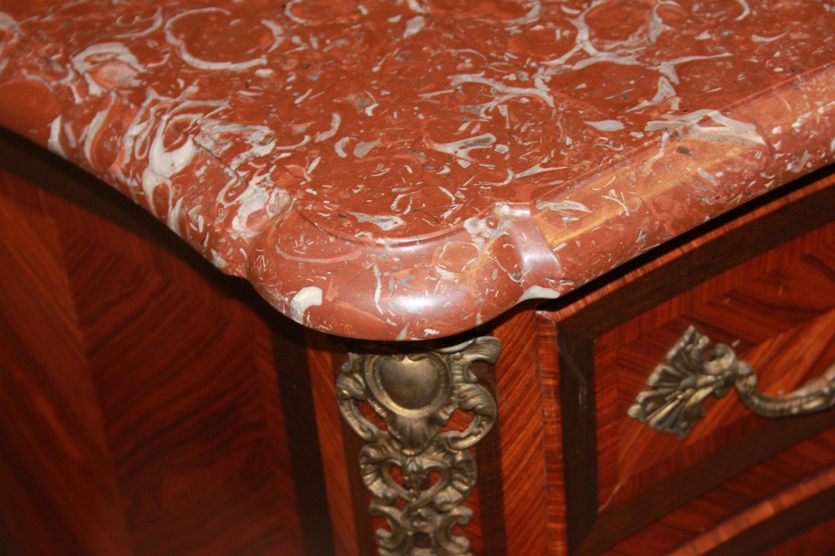 Comoncino stile Transizione della seconda metà del 1800 con marmo rosso Francia e bronzi-photo-3