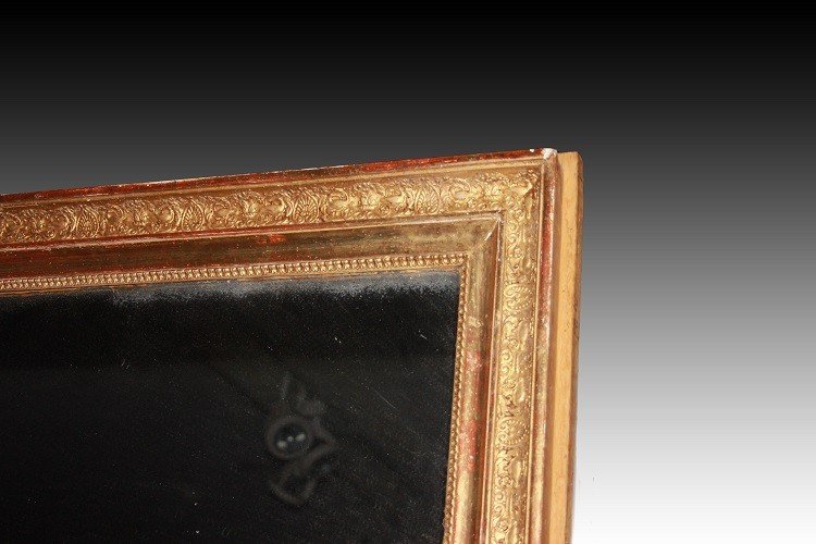 Specchiera rettangolare francese del 1800 dorata foglia oro-photo-2