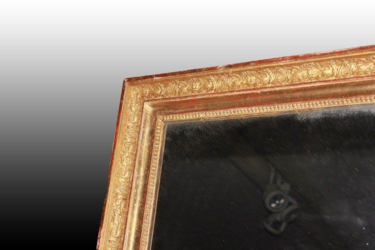 Specchiera rettangolare francese del 1800 dorata foglia oro-photo-3