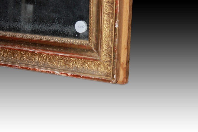 Specchiera rettangolare francese del 1800 dorata foglia oro-photo-4