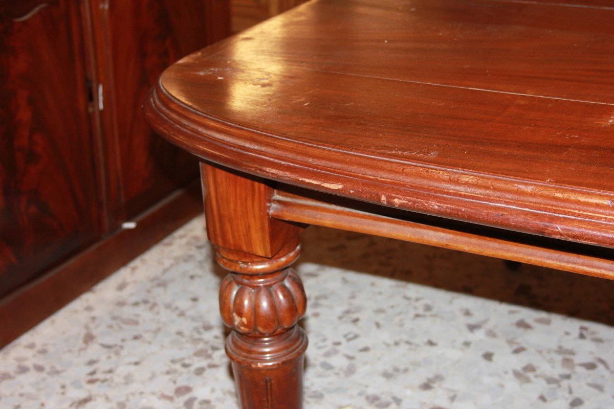 Tavolo allungabile inglese della seconda metà 1800 stile Vittoriano in legno di mogano-photo-2