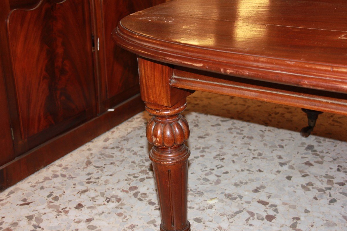 Tavolo allungabile inglese della seconda metà 1800 stile Vittoriano in legno di mogano-photo-2