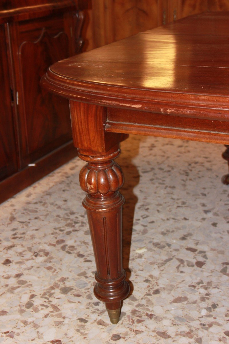 Tavolo allungabile inglese della seconda metà 1800 stile Vittoriano in legno di mogano-photo-3
