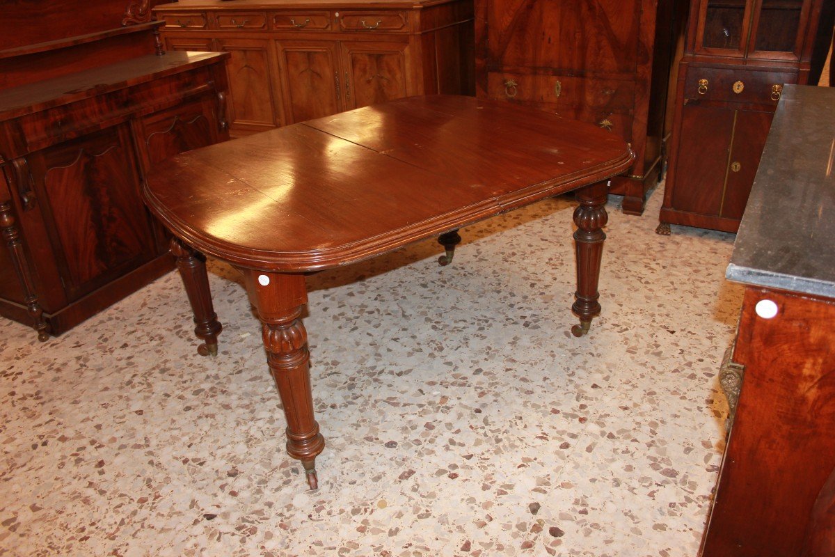 Tavolo allungabile inglese della seconda metà 1800 stile Vittoriano in legno di mogano-photo-4