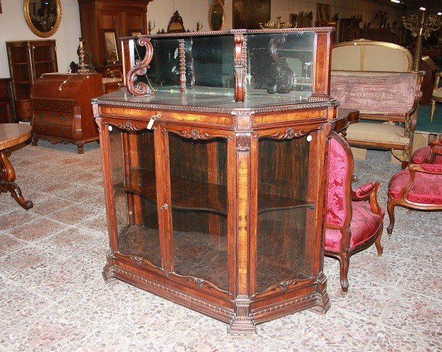 Credenza stile Carlo X di metà 1800 in legno di palissandro-photo-4