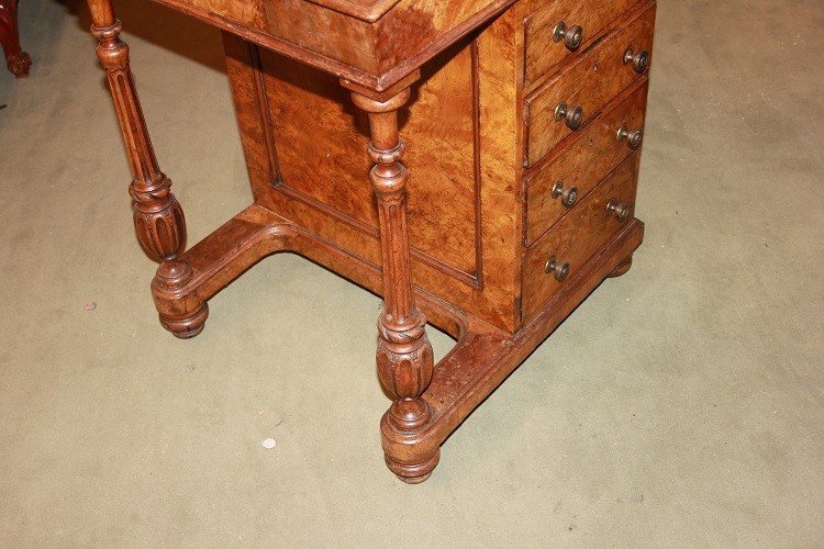 Davenport inglese della seconda metà del 1800 in noce e radica di noce-photo-3