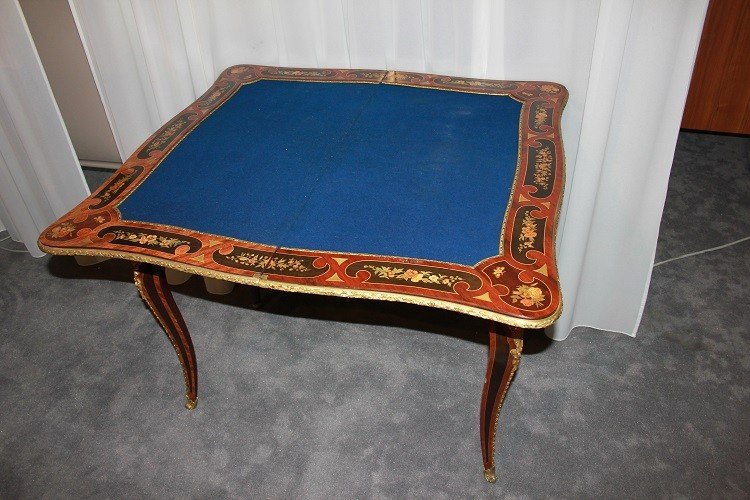 Prezioso tavolino da gioco inglese di gusto francese stile Luigi XV prima metà 1800-photo-5
