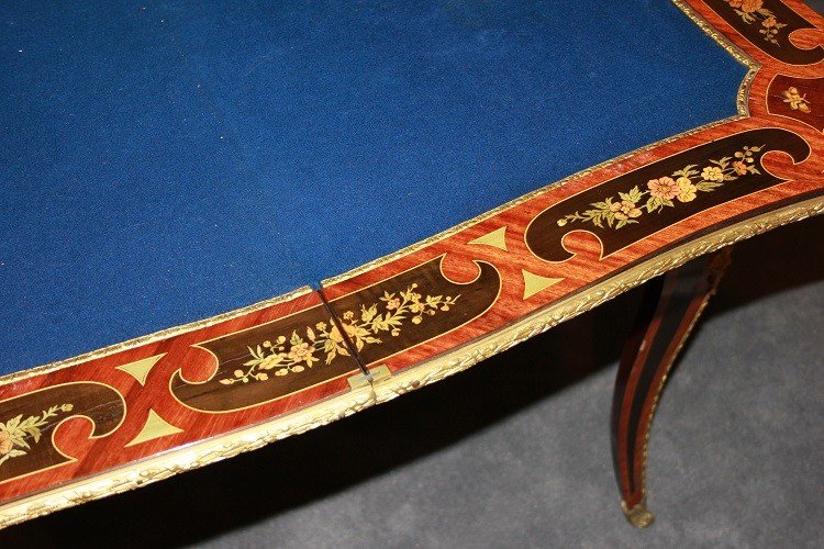 Prezioso tavolino da gioco inglese di gusto francese stile Luigi XV prima metà 1800-photo-7