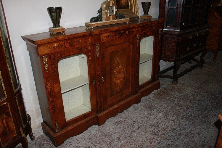 Servante stile Luigi XVI di inizio 1800 3 porte con intarsi-photo-2