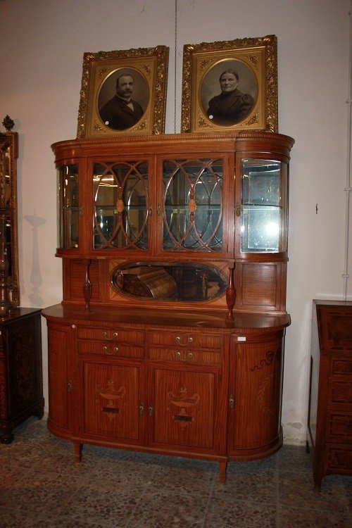 Grande credenza inglese stile Sheraton della seconda metà 1800 in legno satinwood-photo-2