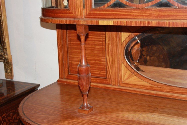 Grande credenza inglese stile Sheraton della seconda metà 1800 in legno satinwood-photo-2