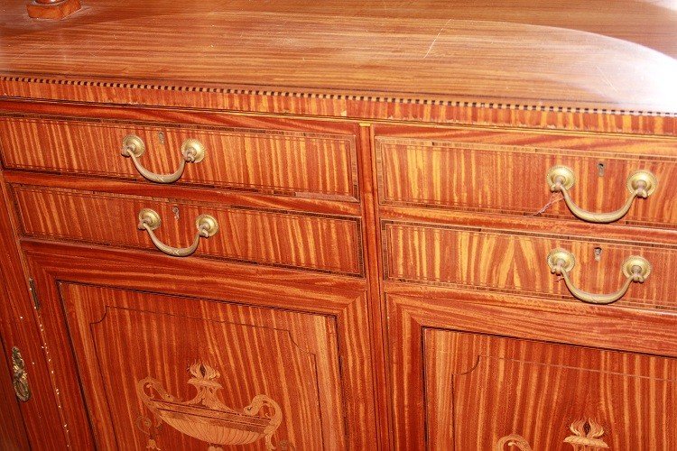 Grande credenza inglese stile Sheraton della seconda metà 1800 in legno satinwood-photo-3