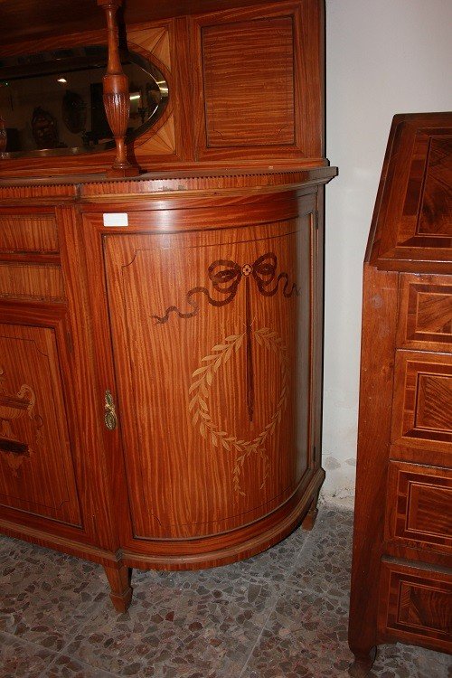 Grande credenza inglese stile Sheraton della seconda metà 1800 in legno satinwood-photo-5