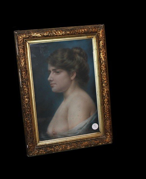 Pastello francese di metà 1800 Raffigurante Nudo di donna Theodore Ange Coquelin XIX