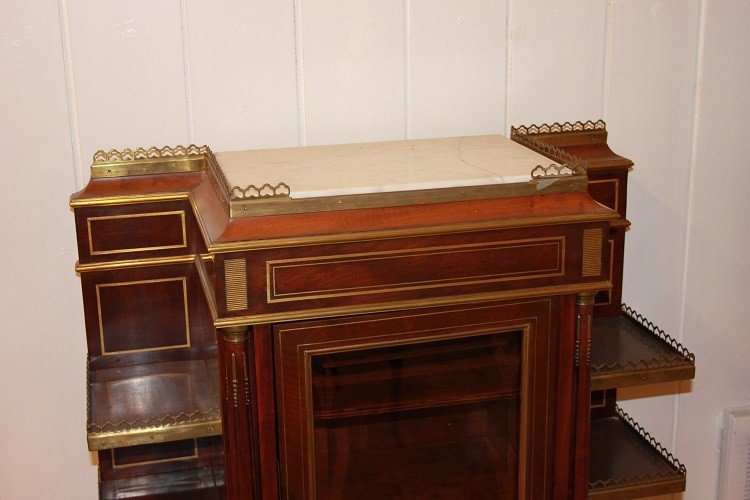 Cabinet credenzino francese stile Luigi XVI del XIX secolo in legno di mogano-photo-3